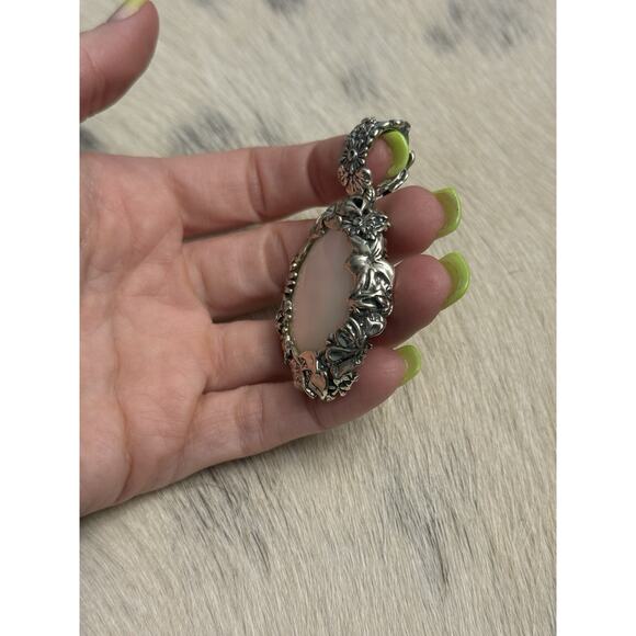 Carolyn Pollack Relios Sterling Silver Mother Pearl Pendant Enhancer Sunflowers - Picture 11 of 13